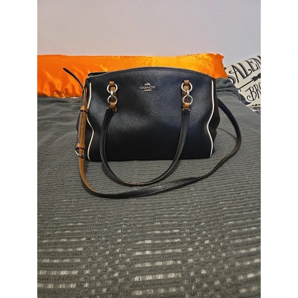 Authentic Black and Brown Leather‎ Coach Carryall Shoulder Bag